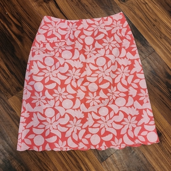 Vintage 90's Lily Pulitzer Pink Lemon and Flower Skirt - Picture 1 of 7